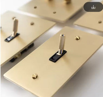 “brushed brass light switch plate modern design”  “minimalist outlet cover in gold finish”  TAG Set