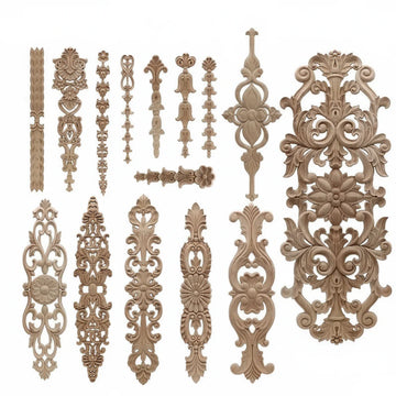 “carved wood applique for furniture renovation”  “decorative moulding trim in natural wood”