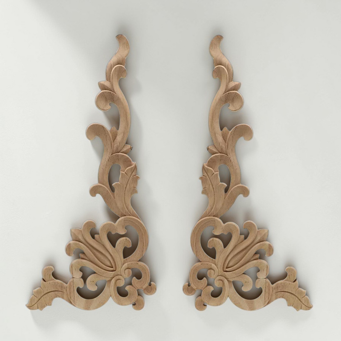 20x10cm classical acanthus leaf wood carved corner applique for cabinet decoration.