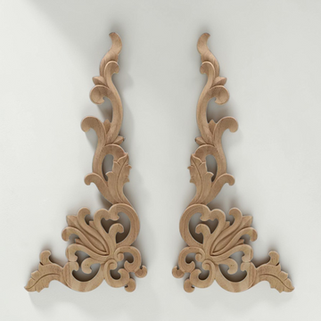 20x10cm classical acanthus leaf wood carved corner applique for cabinet decoration.