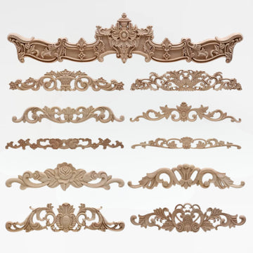 8''to32'' Unpainted Wood Carved Applique Onlay, Furniture Carving Art Decor, Home Wall Embellishments, Flat Back, Corner flower
