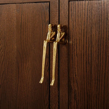 HUMANA sculptural brass human figure cabinet handle — 147mm polished gold artistic drawer pull