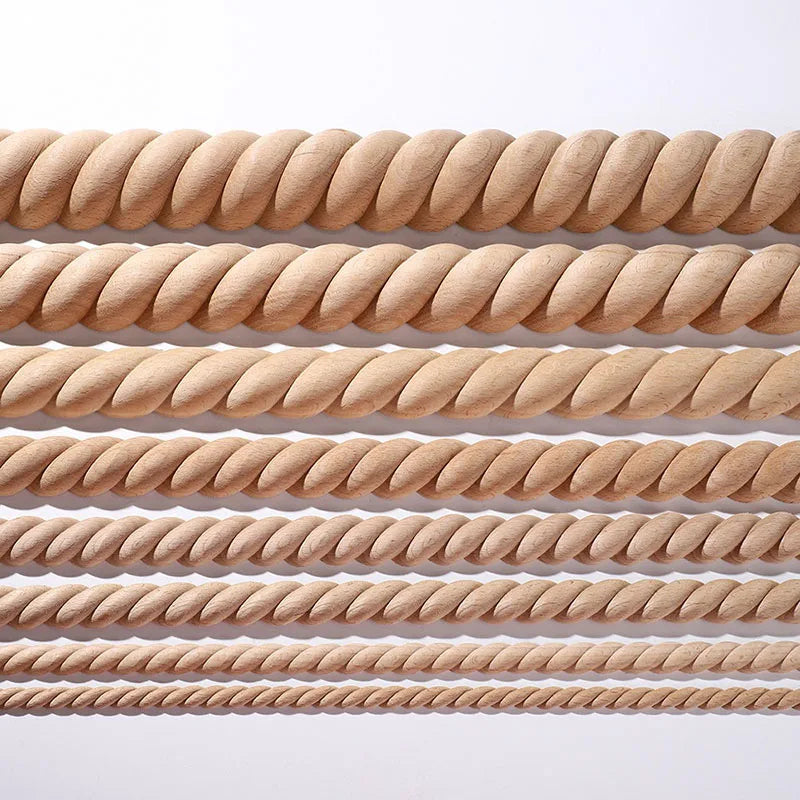 Unpainted twist carved wood onlay trim with nautical rope design for mirrors and furniture