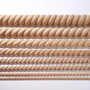Unpainted twist carved wood onlay trim with nautical rope design for mirrors and furniture