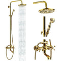 Gold shower system with multiple components on a white background