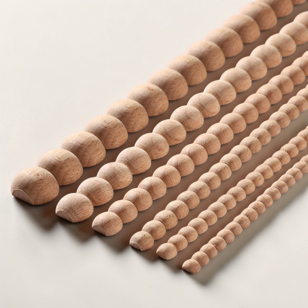 Unpainted carved wood onlay trim with decorative line pattern for mirrors and furniture