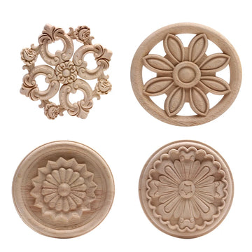 Round Floral Wood Applique