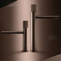 Black brass round basin faucet with single handle hot and cold water control