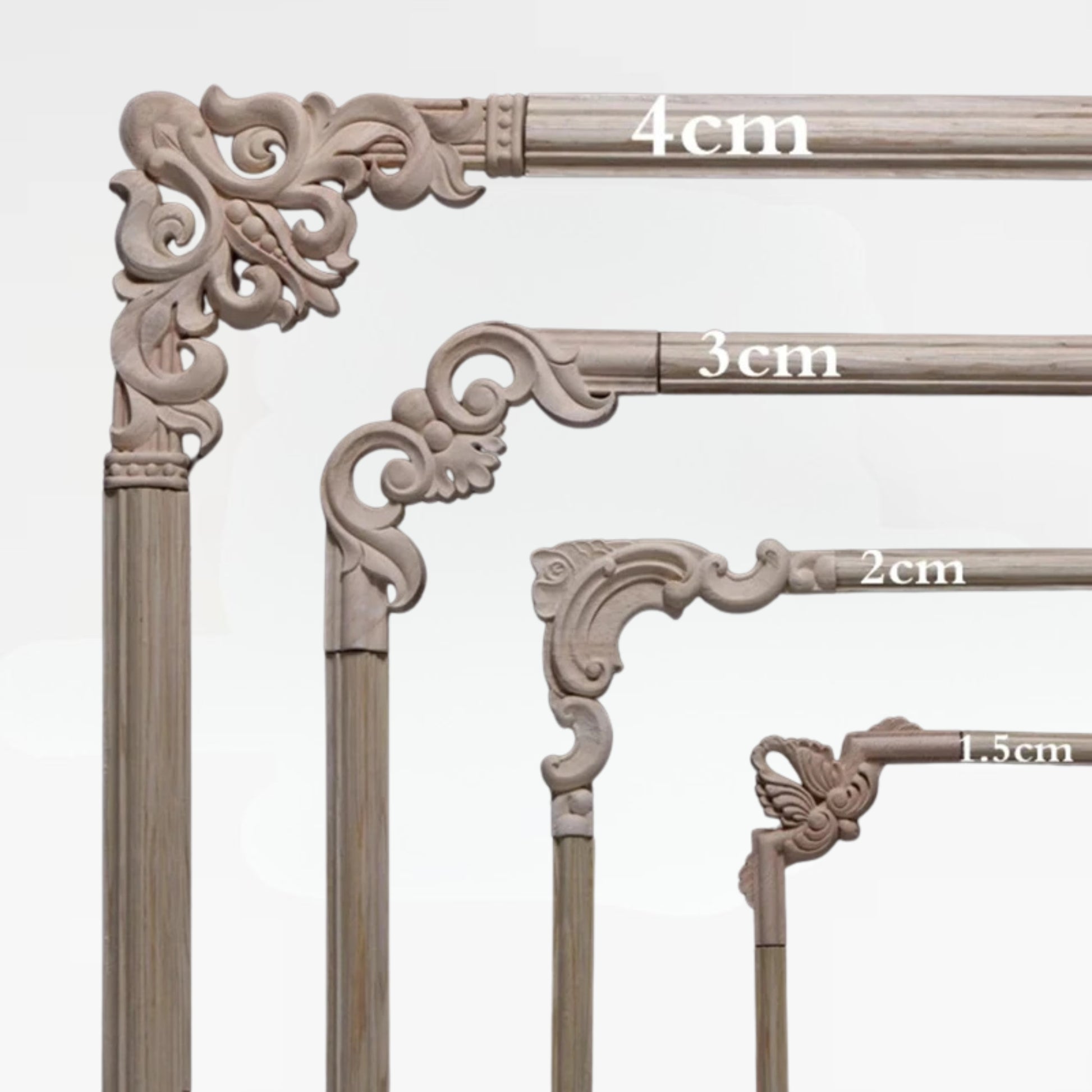 European floral carved wood corner applique made from natural wood for wall and furniture decoration