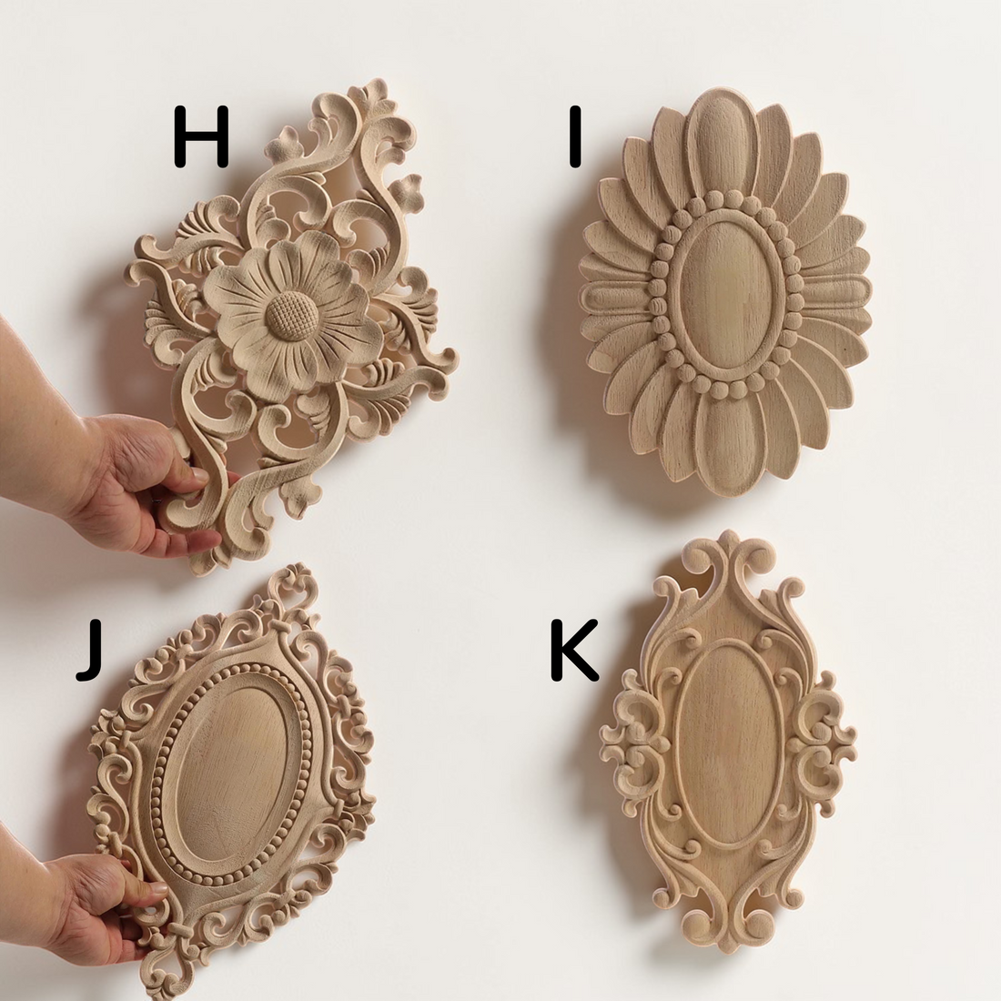 Large antique European style floral wood carved applique for furniture and wall decoration.