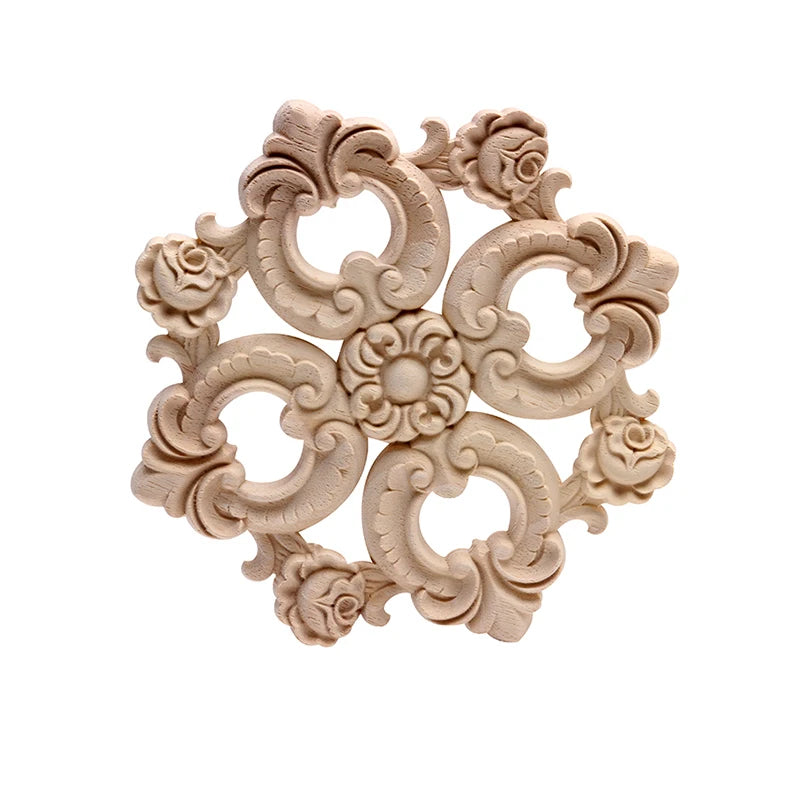 Round Floral Wood Applique