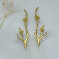 BLOSSOM solid brass flower branch cabinet pull handles in polished gold — sculptural botanical drawer hardware
