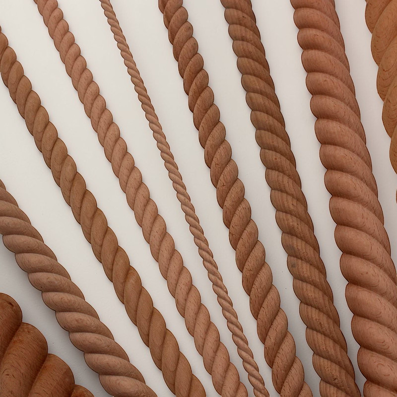 European twist line wooden carved applique made from solid rubber wood for interior door and wall décor