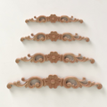 Long Vintage wood carving corner applique decorations, Unpainted Wood Carved Applique Onlay, Long Applique Door Bed Decorative Flower