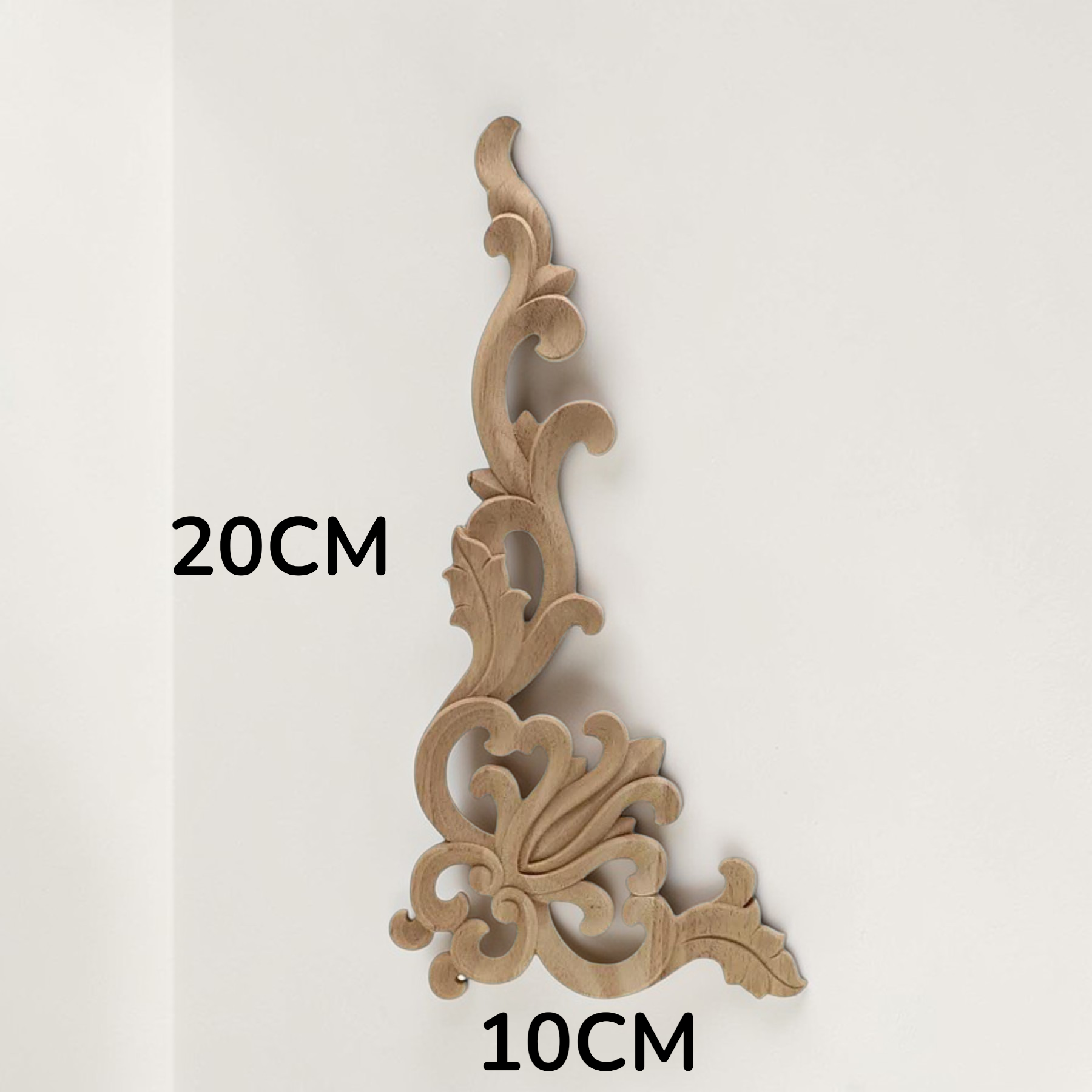 20X10CM Corner Wood Applique Only Wood Carved Unpainted Figurines, Classical-style hardwood acanthus cabinet onlays, Furniture Decorative
