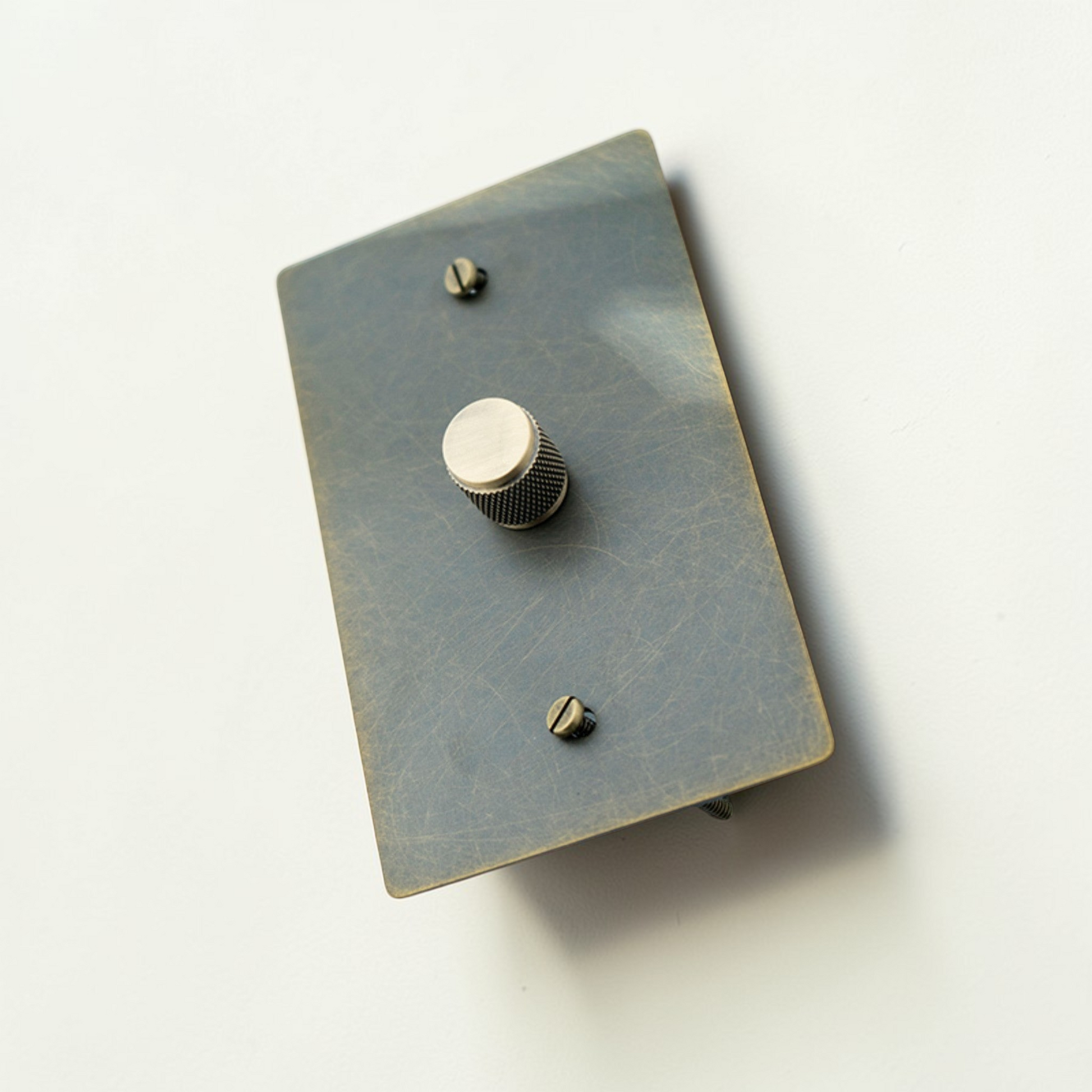 “Aged bronze brass toggle and dimmer switch panel – solid brass retro wall plate”