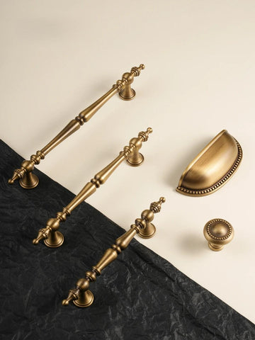 Antique bronze crown-shaped solid brass cabinet handle and knob