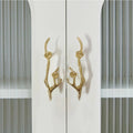 BLOSSOM solid brass flower branch cabinet pull handles in polished gold — sculptural botanical drawer hardware