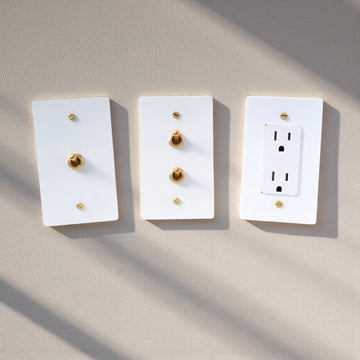 White brass toggle dimmer outlet switch plate – solid brass modern wall cover
