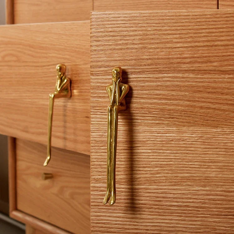 HUMANA sculptural brass human figure cabinet handle — 147mm polished gold artistic drawer pull