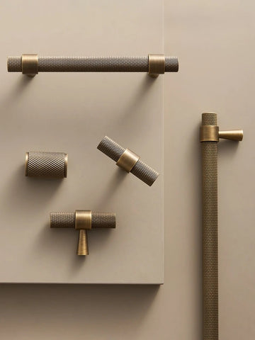 Solid Brass Knurled T-Bar Cabinet Handle