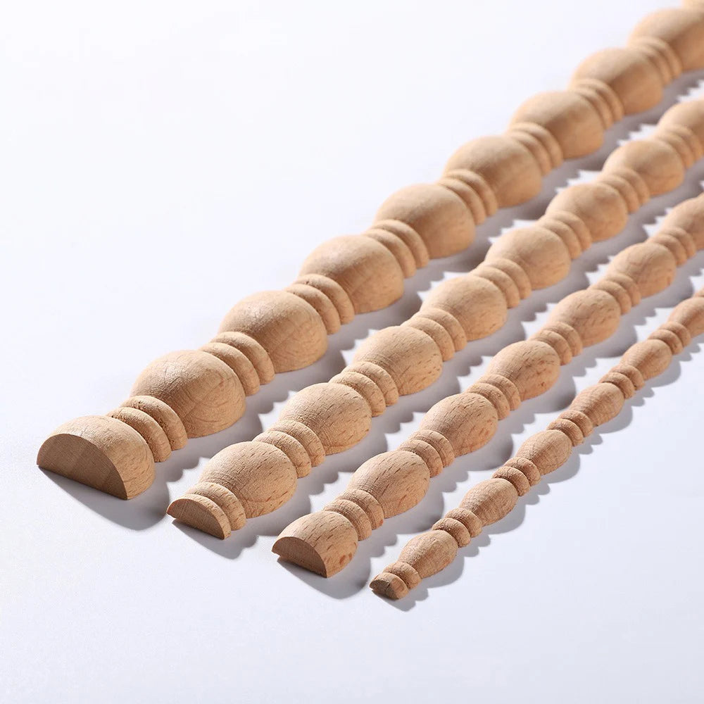 Semicircle double gourd carved wood applique molding for furniture edges and mirror trim