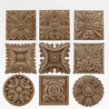 European retro oval unpainted rubber wood applique for furniture and wall decor