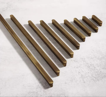 HAVANA antique brass D-profile cabinet bar pulls in multiple sizes — kitchen and dresser handles