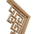 Double-sided carved corner wood applique with Chinese floral design, unpainted oak wood furniture decoration