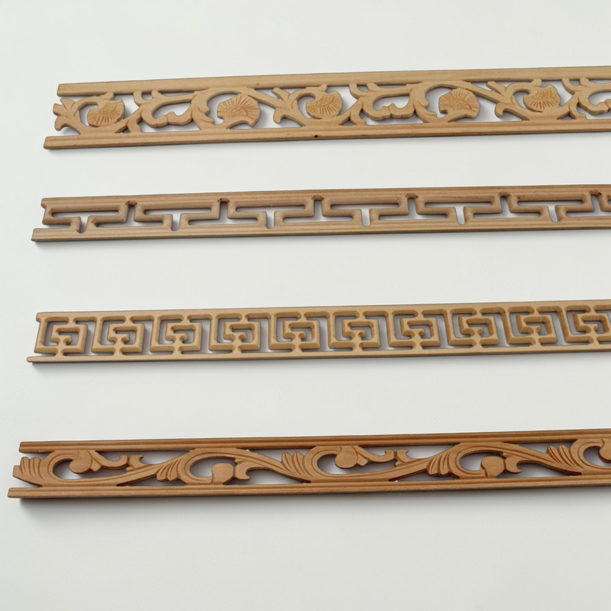 10 Pcs Wooden Overlay ready to apply 20-40 inç, Onlay wood carving lines, IKEA furniture overlay, Carved Panel Geometric Wooden Panel, Wall