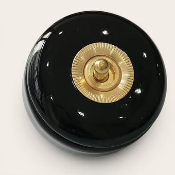 CIRCUIT — Vintage Black Porcelain & Brass Switch Knobs