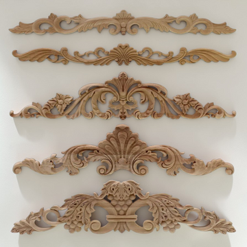 Vintage solid wood carved flower applique for furniture and home decoration.