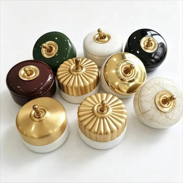 CIRCUIT — Vintage Porcelain & Brass Switch Knobs