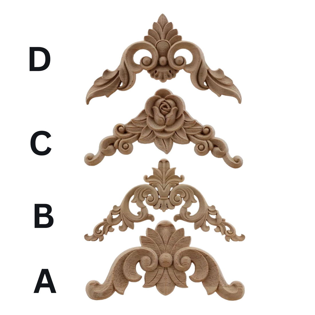 4 Pcs Set- Floral Wood Carved Corner Stickers