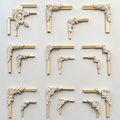 Natural floral wood carved corner applique for furniture and background wall decoration.