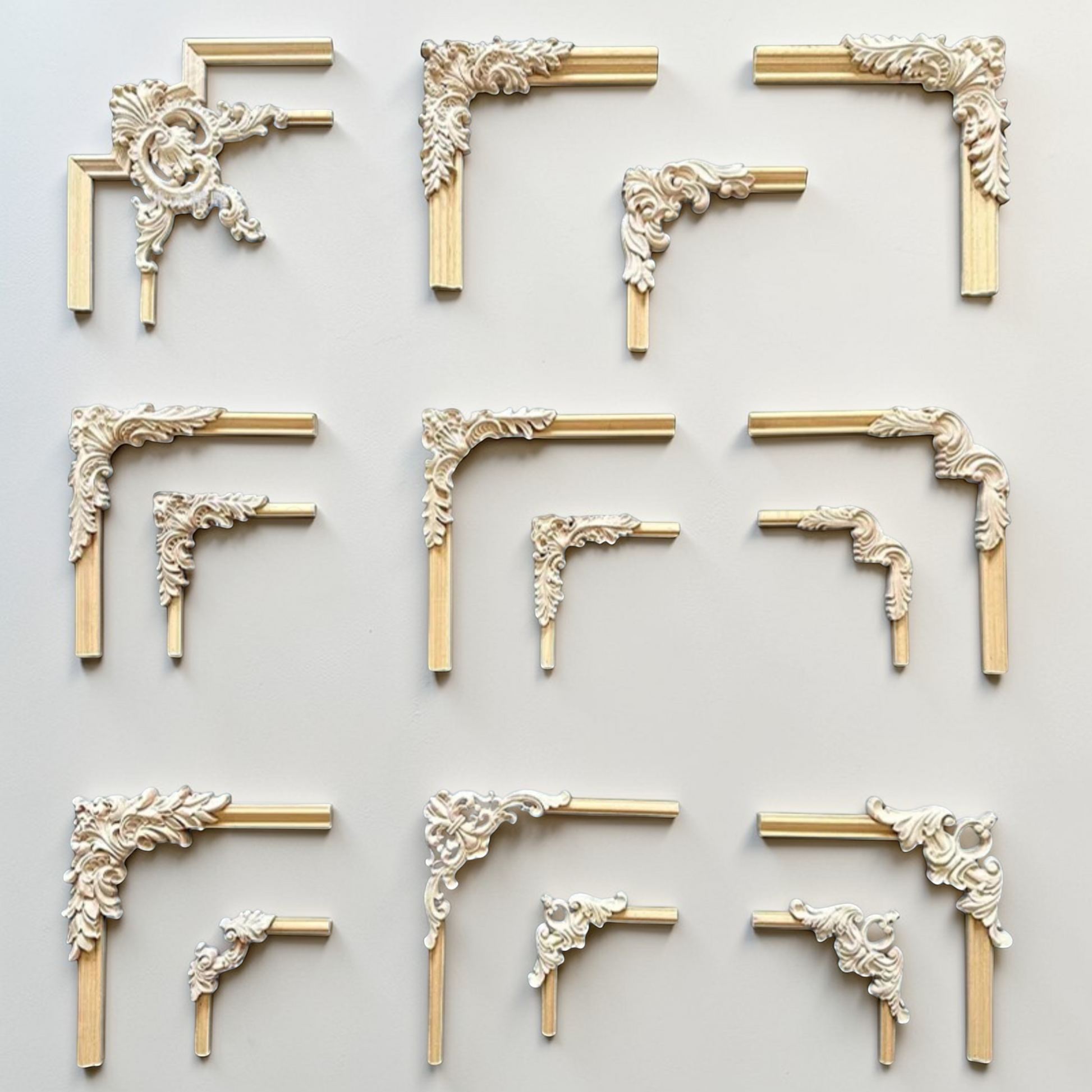 Natural floral wood carved corner applique for furniture and background wall decoration.