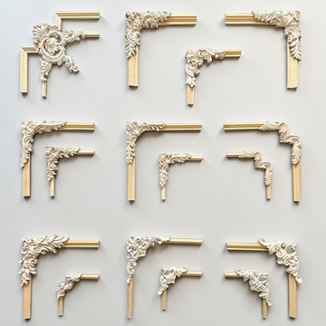 Natural floral wood carved corner applique for furniture and background wall decoration.