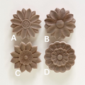 Round Vintage Floral Woodcarving, wood applique wood sticker, Flower Wood Carving Natural Wood Appliques,Round Rosette Onlay,Walls, Doors, Cabinet