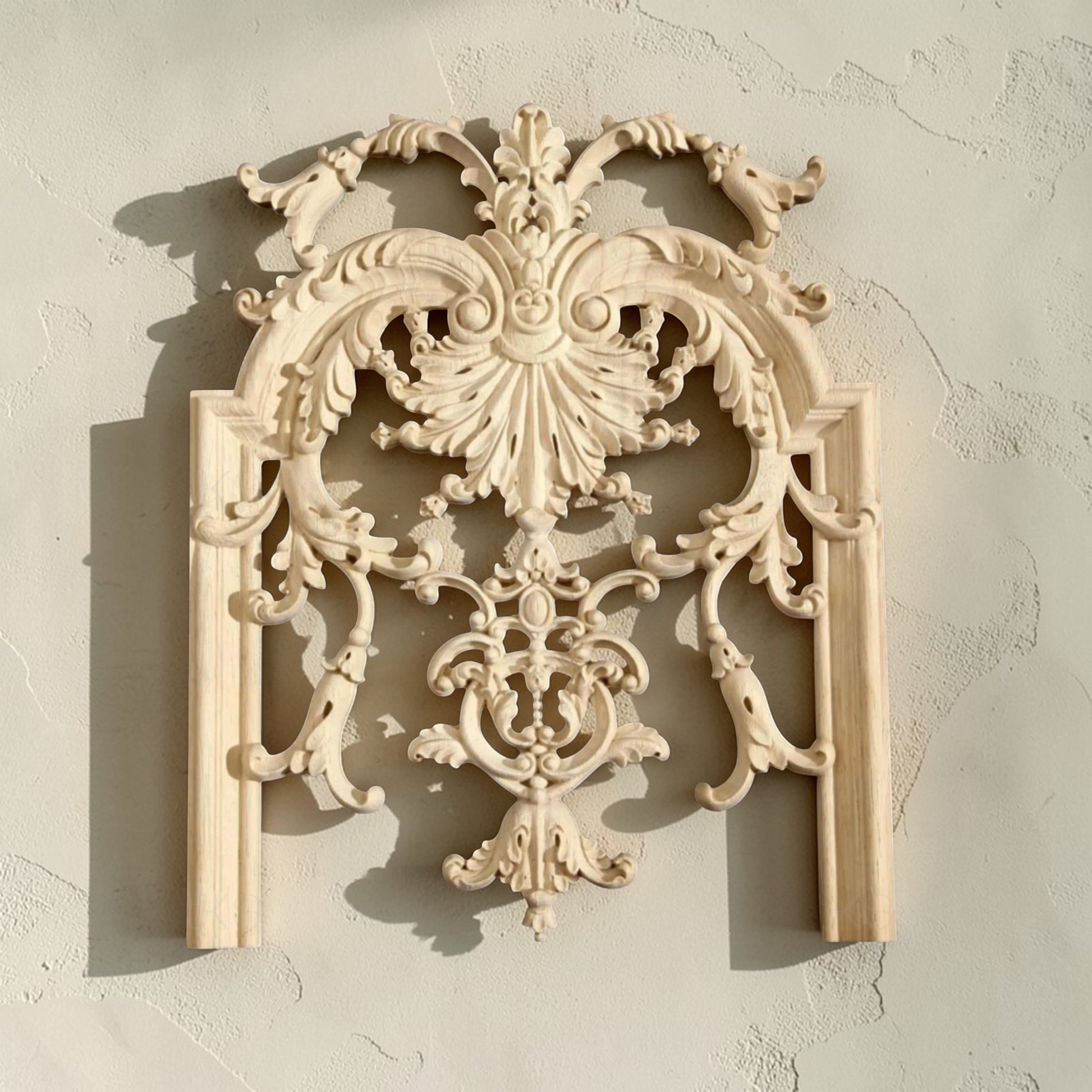 Classical wood wall moulding kit for decorative wall paneling.
