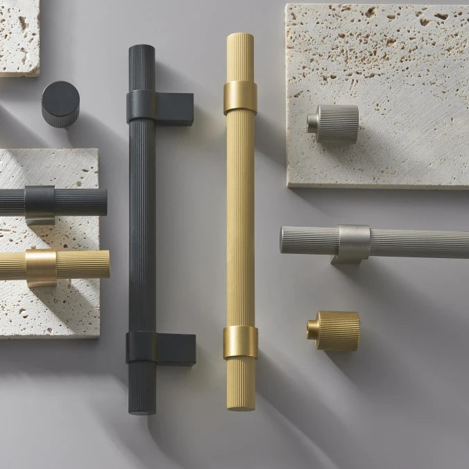 AMALFI | Modern Striped Solid Brass Knobs & T-Bar Handles