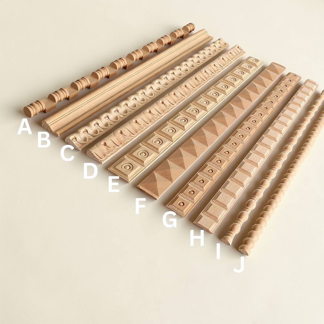 Wooden Frame, Corner Cabinet, Wood Molding Trim, Unpainted Carved Line Bars for Edges Frames Mirror, Onlay wood carving lines