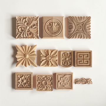 Floral Square Wood Applique – Decorative Carved Furniture Onlay