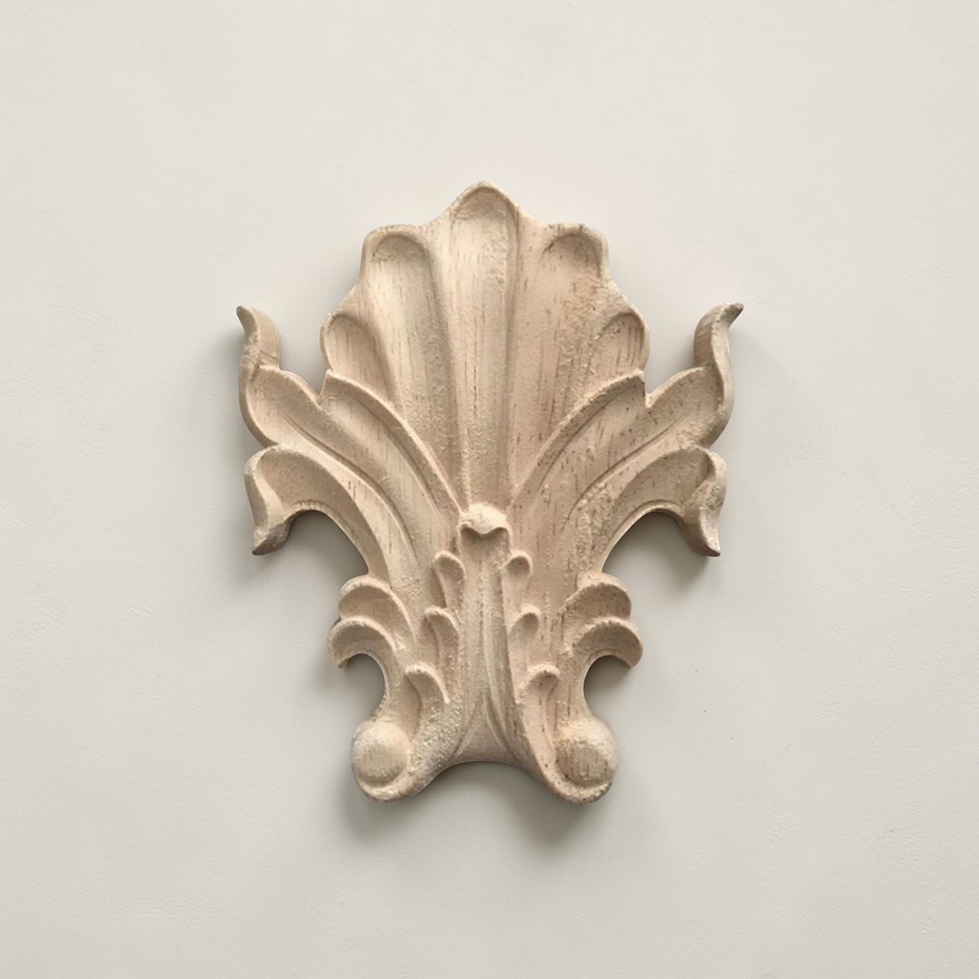 Retro molding wood applique wood sticker, Flower Wood Carving Natural Wood Appliques, Unpainted Square Wood Applique Onlay