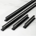 ECLIPSE matte black aluminum cabinet handles with silver edge detail — modern bar pulls in multiple sizes
