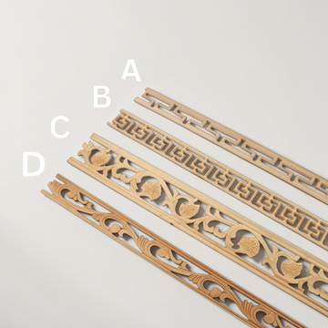 0-piece set of geometric wood carved overlays for IKEA furniture and wall decor.