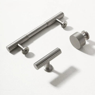 LINVARA Satin Nickel T-Bar Cabinet Handle – Solid Brass Knurled Drawer Pull