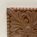 Retro molding wood applique wood sticker, Flower Wood Carving Natural Wood Appliques, Unpainted Square Wood Applique Onlay