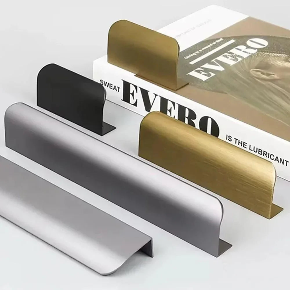 Hidden long cabinet handle in black and gold aluminum alloy
