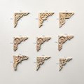 Natural Wood Carved Corner Applique,Corner Appliques Frame Wall Door Furniture Wood carving Decorative, Wood Corner flower, Wood decal