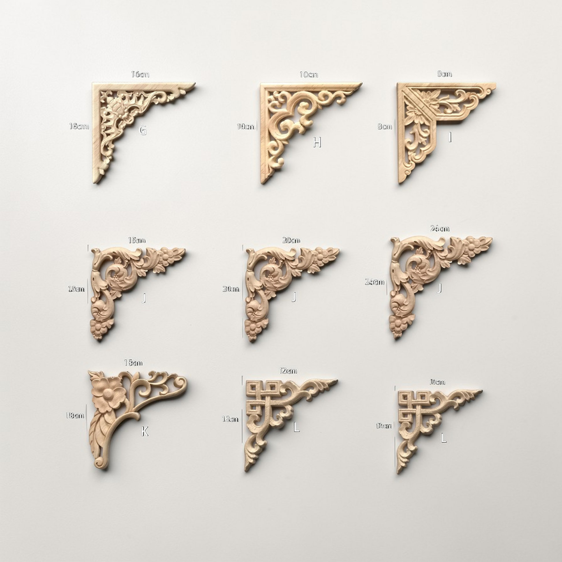 Natural Wood Carved Corner Applique,Corner Appliques Frame Wall Door Furniture Wood carving Decorative, Wood Corner flower, Wood decal